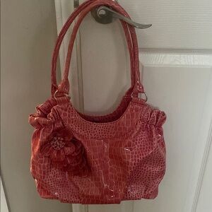 Elegant Hot Pink Crocodile-Embossed Handbag